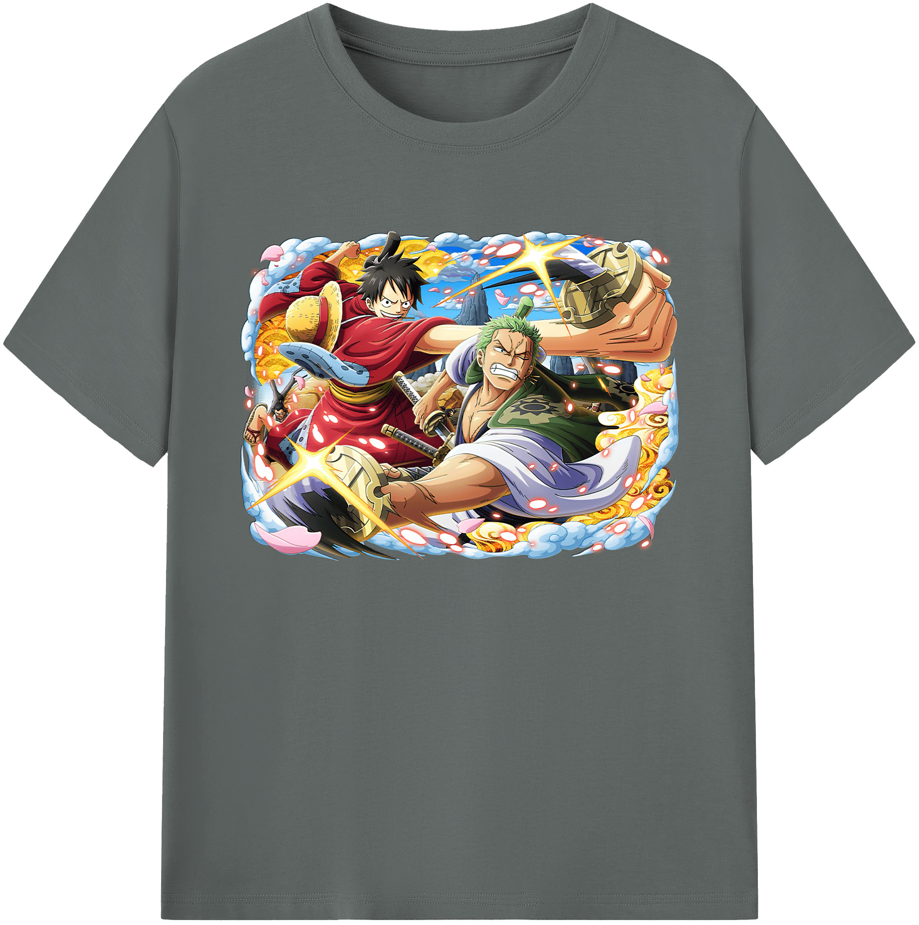 ワンピース モンキー・D・ルフィ ONE PIECE Monkey D. Luffy 綿100％ メンズ半袖Tシャツ｜肌触りやわらか＆通気性